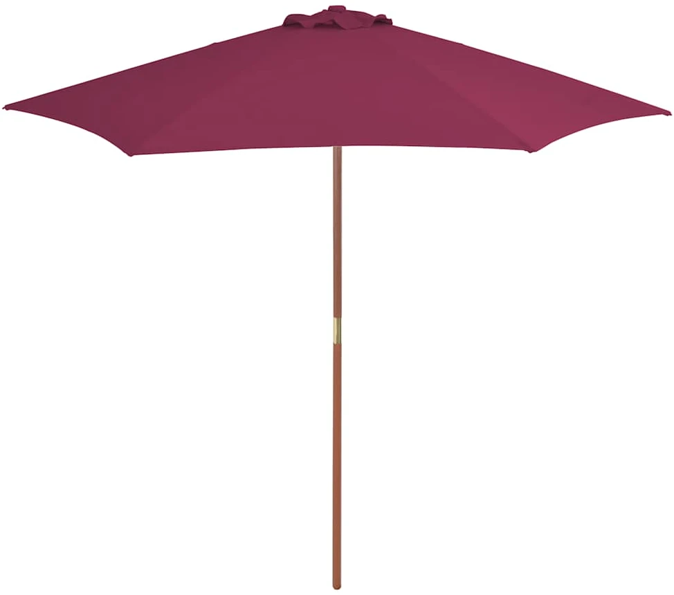 Lauko skėtis nuo saulės su mediniu stulpu, raudonas, 270cm