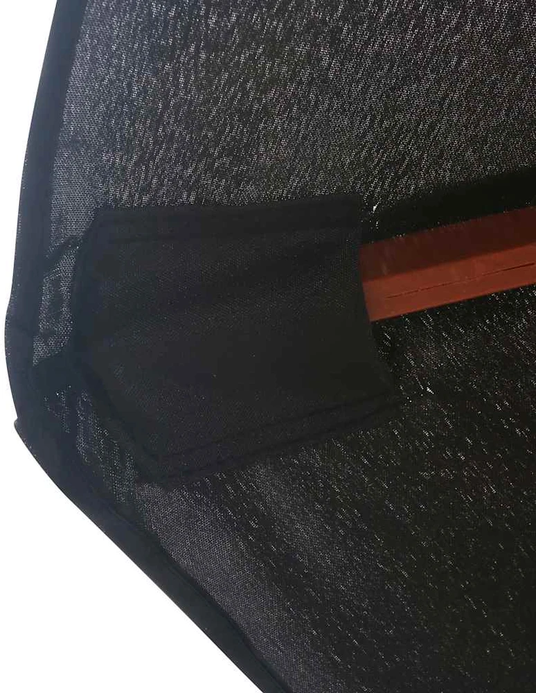 Lauko skėtis nuo saulės su mediniu stulpu, juodas, 350cm