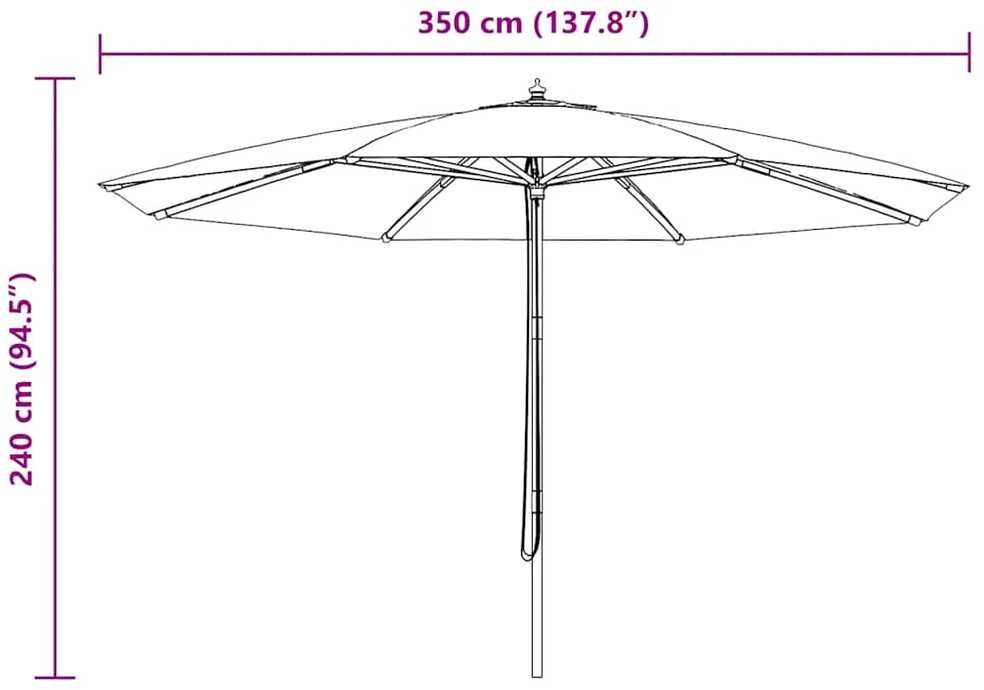 Lauko skėtis nuo saulės su mediniu stulpu, taupe spalvos, 350cm