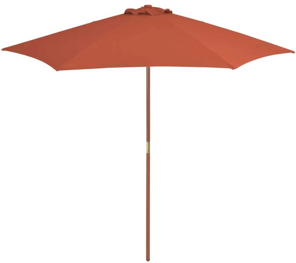 Lauko skėtis nuo saulės su mediniu stulpu, terakota, 270cm