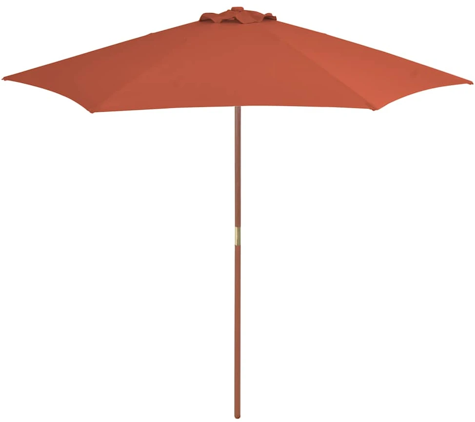 Lauko skėtis nuo saulės su mediniu stulpu, terakota, 270cm