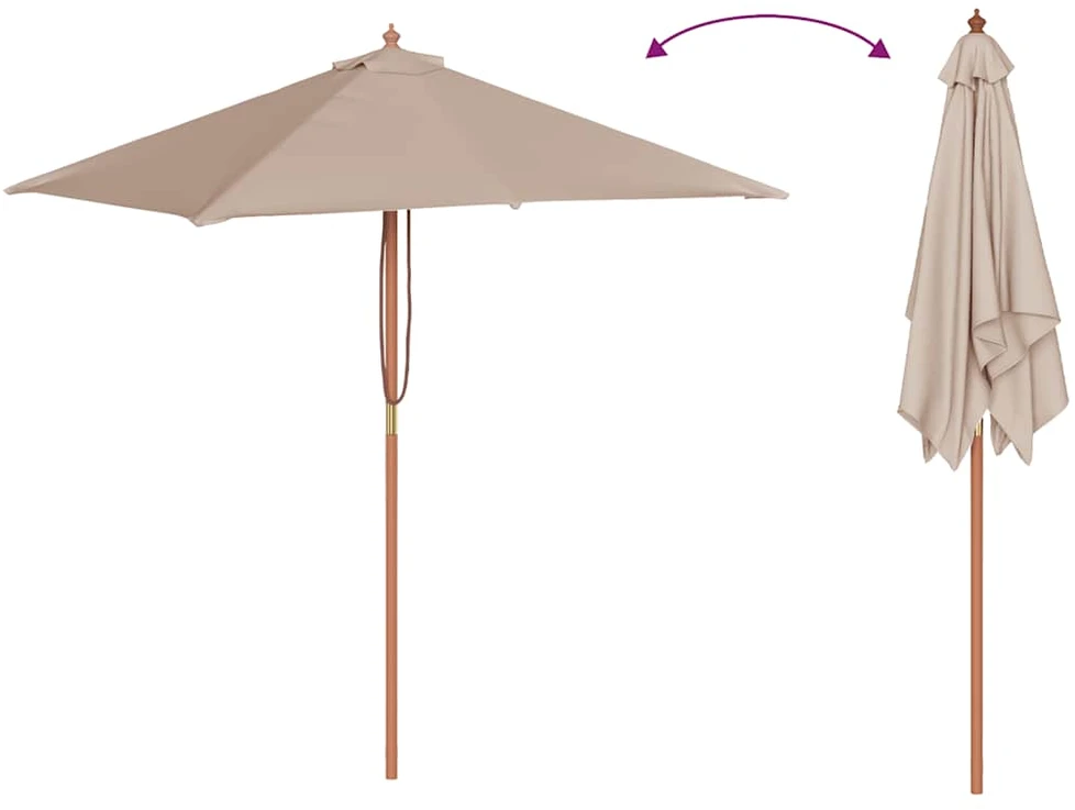 Lauko skėtis nuo saulės su mediniu stulpu, taupe, 150x200cm