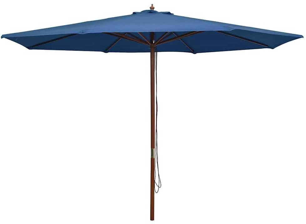 Lauko skėtis nuo saulės su mediniu stulpu, mėlynas, 350cm