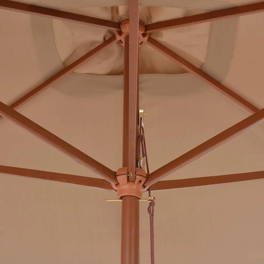 Lauko skėtis nuo saulės su mediniu stulpu, taupe, 200x300cm