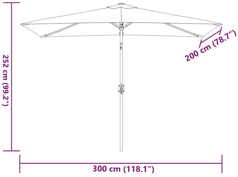 Lauko skėtis nuo saulės su metaliniu stulpu, taupe, 300x200cm