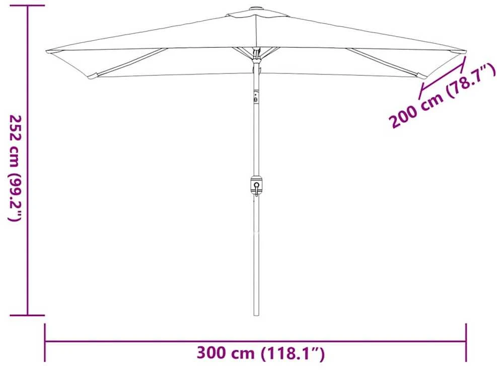 Lauko skėtis nuo saulės su metaliniu stulpu, mėlynas, 300x200cm
