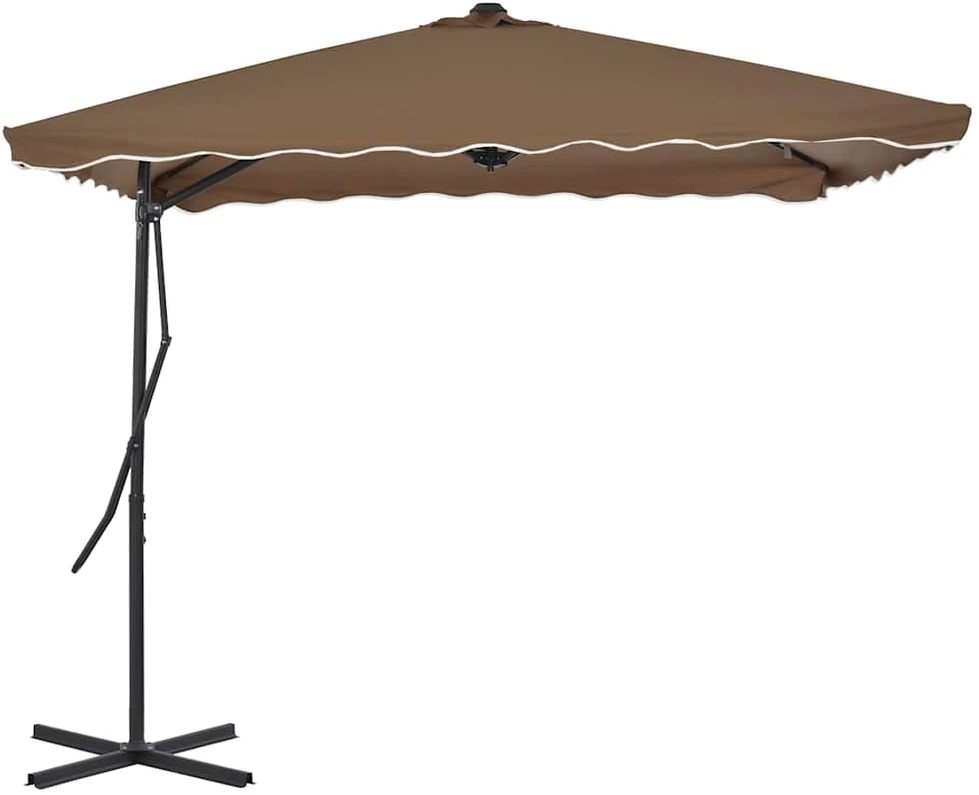 Lauko skėtis nuo saulės su plieniniu stulpu, taupe, 250x250cm
