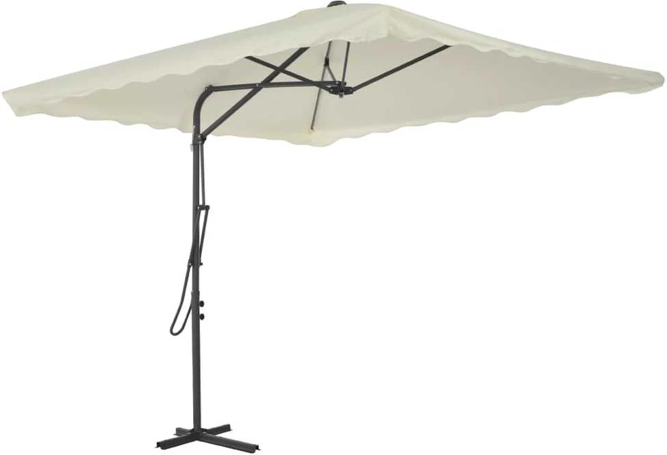 Lauko skėtis nuo saulės su plieniniu stulpu, smėlio, 250x250cm