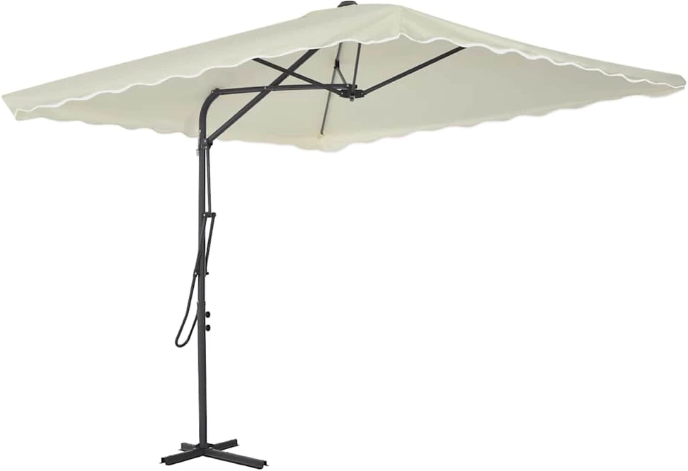 Lauko skėtis nuo saulės su plieniniu stulpu, smėlio, 250x250cm