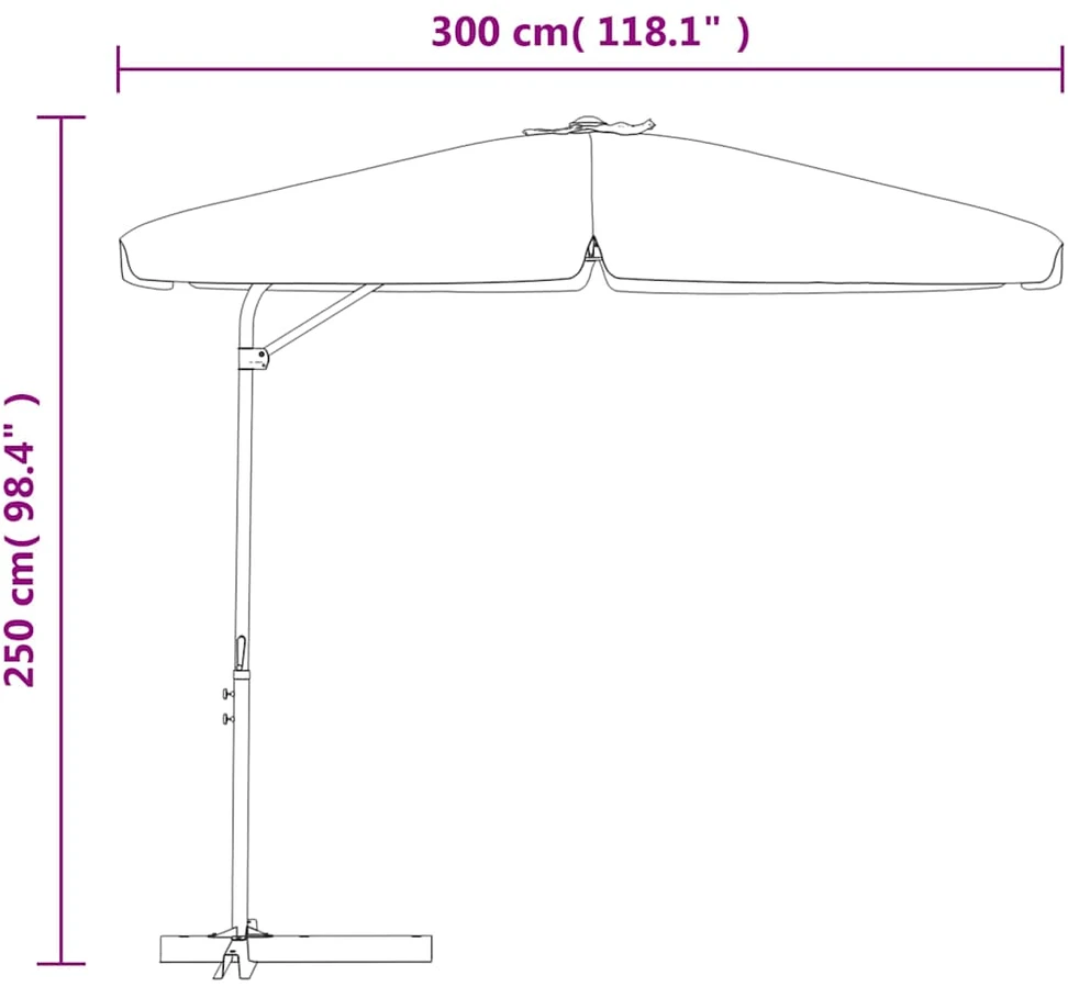 Lauko skėtis su plieniniu stulpu, žalios spalvos, 300cm