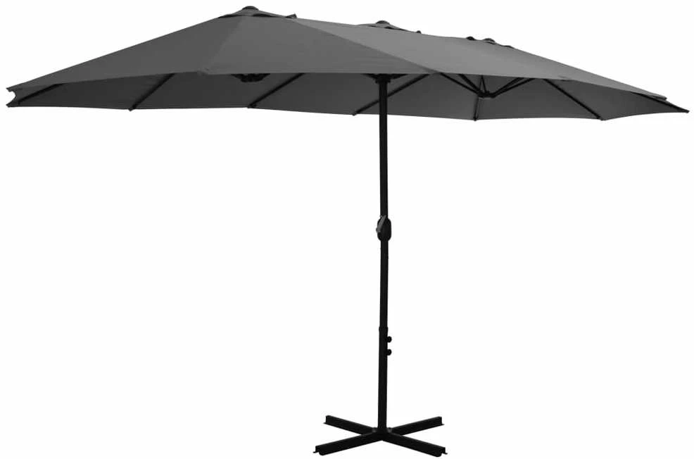 Lauko skėtis su aliuminio stulpu, antracito, 460x270cm