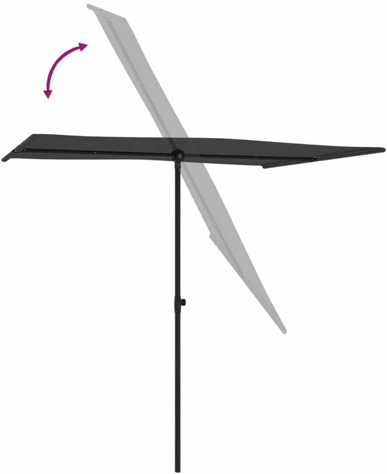 Sodo skėtis nuo saulės su aliuminio stulpu, antracito, 2x1,5m