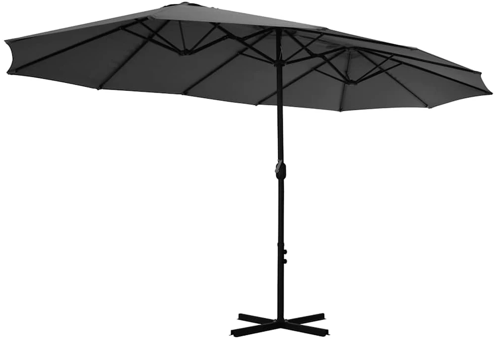 Lauko skėtis su aliuminio stulpu, antracito, 460x270cm