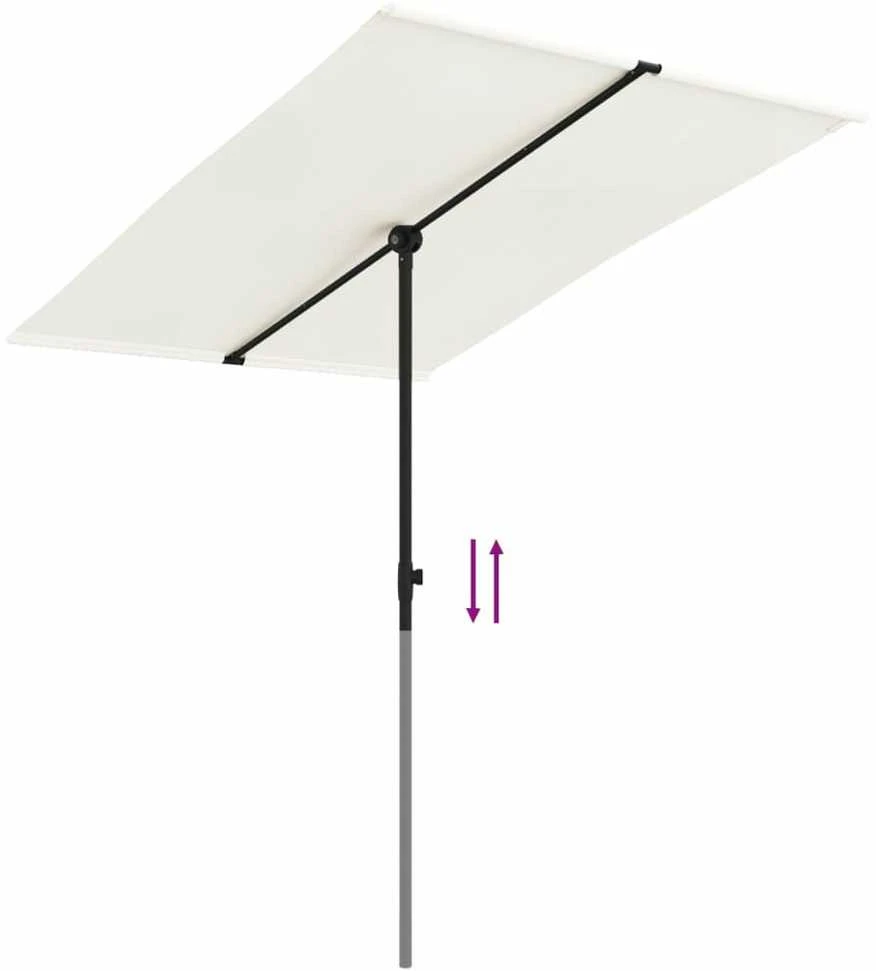 Sodo skėtis nuo saulės su aliuminio stulpu, smėlio, 2x1,5m