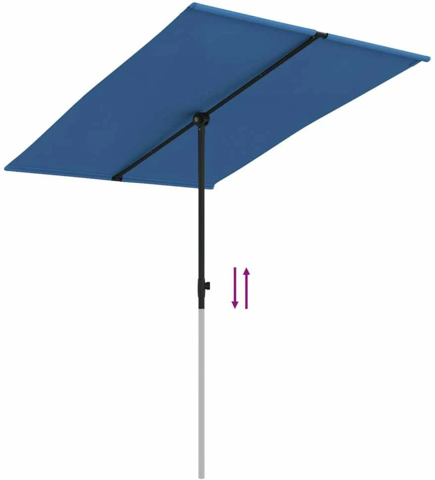 Sodo skėtis nuo saulės su aliuminio stulpu, mėlynas, 2x1,5m