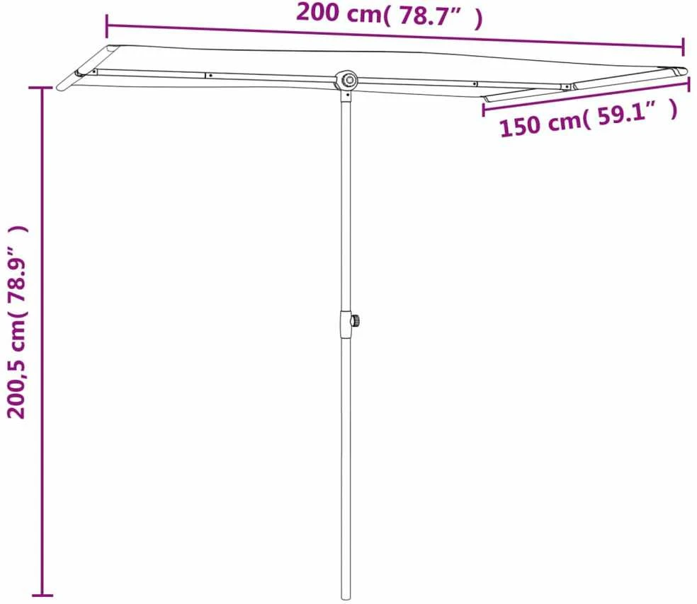 Sodo skėtis nuo saulės su aliuminio stulpu, mėlynas, 2x1,5m