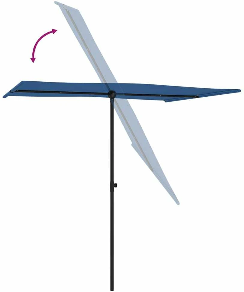 Sodo skėtis nuo saulės su aliuminio stulpu, mėlynas, 2x1,5m