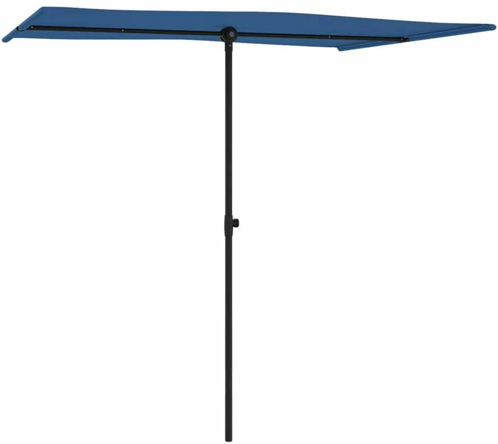 Sodo skėtis nuo saulės su aliuminio stulpu, mėlynas, 2x1,5m