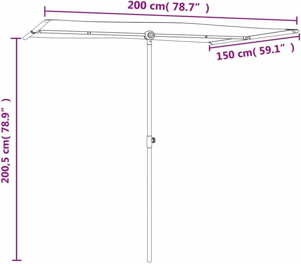 Sodo skėtis nuo saulės su aliuminio stulpu, taupe, 2x1,5m