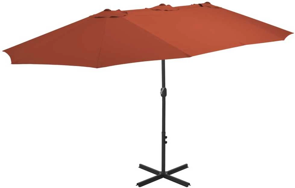 Lauko skėtis su aliuminio stulpu, terakota, 460x270cm