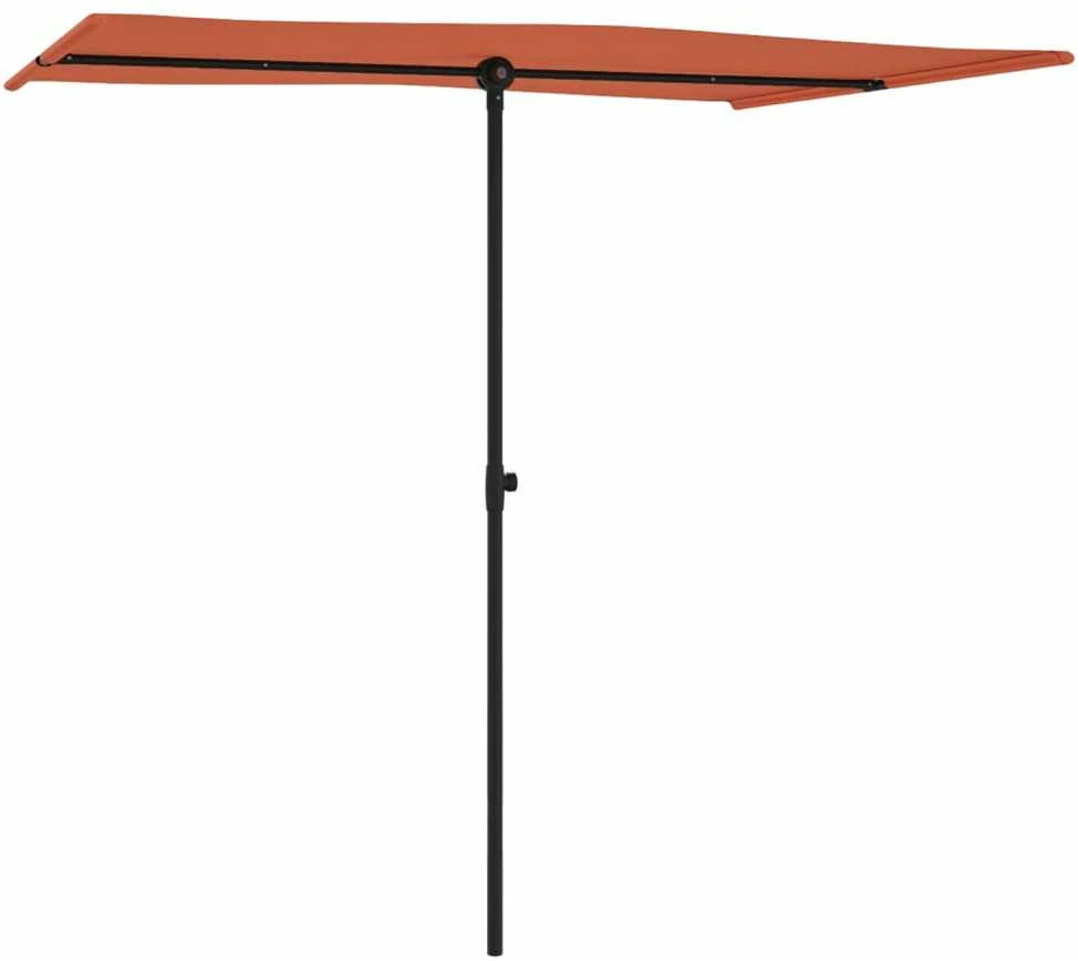 Sodo skėtis nuo saulės su aliuminio stulpu, terakota, 2x1,5m