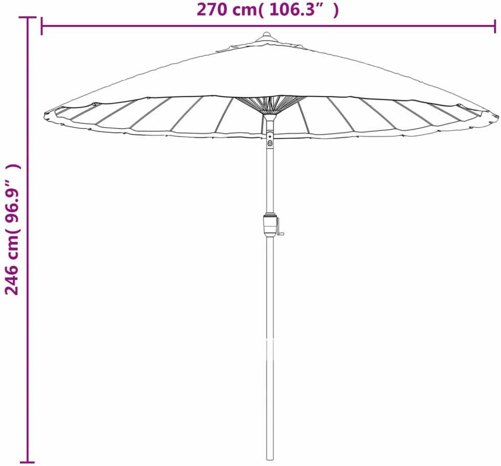 Lauko skėtis nuo saulės su aliuminio stulpu, terakota, 270cm
