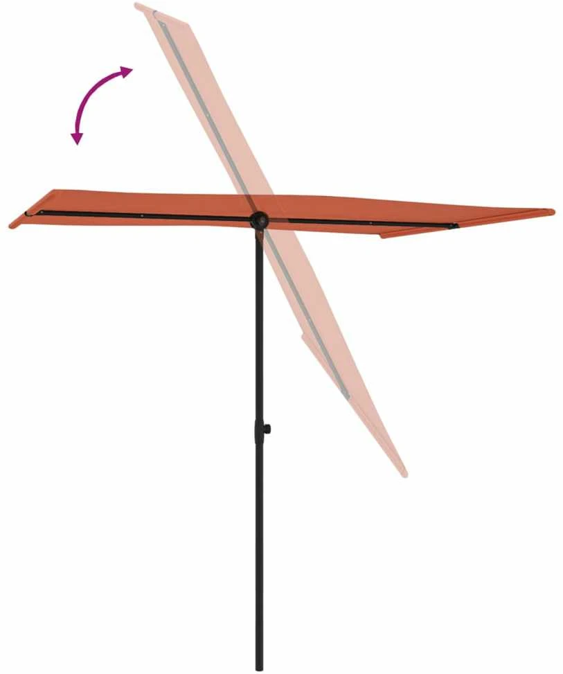 Sodo skėtis nuo saulės su aliuminio stulpu, terakota, 2x1,5m