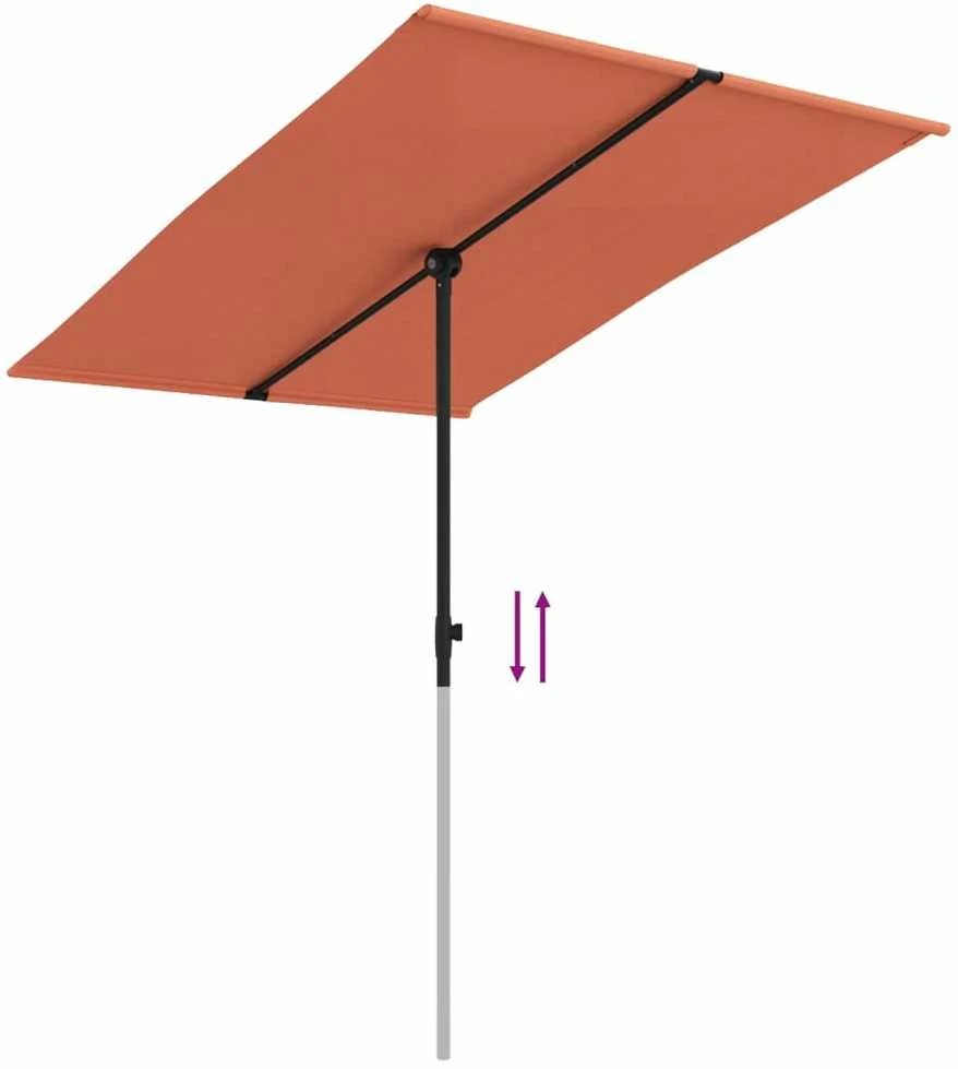 Sodo skėtis nuo saulės su aliuminio stulpu, terakota, 2x1,5m