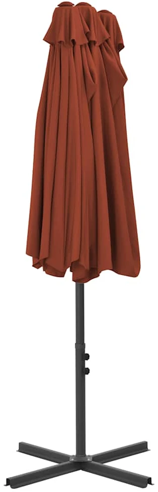 Lauko skėtis su aliuminio stulpu, terakota, 460x270cm