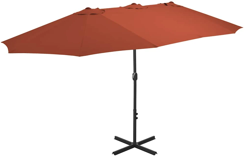 Lauko skėtis su aliuminio stulpu, terakota, 460x270cm