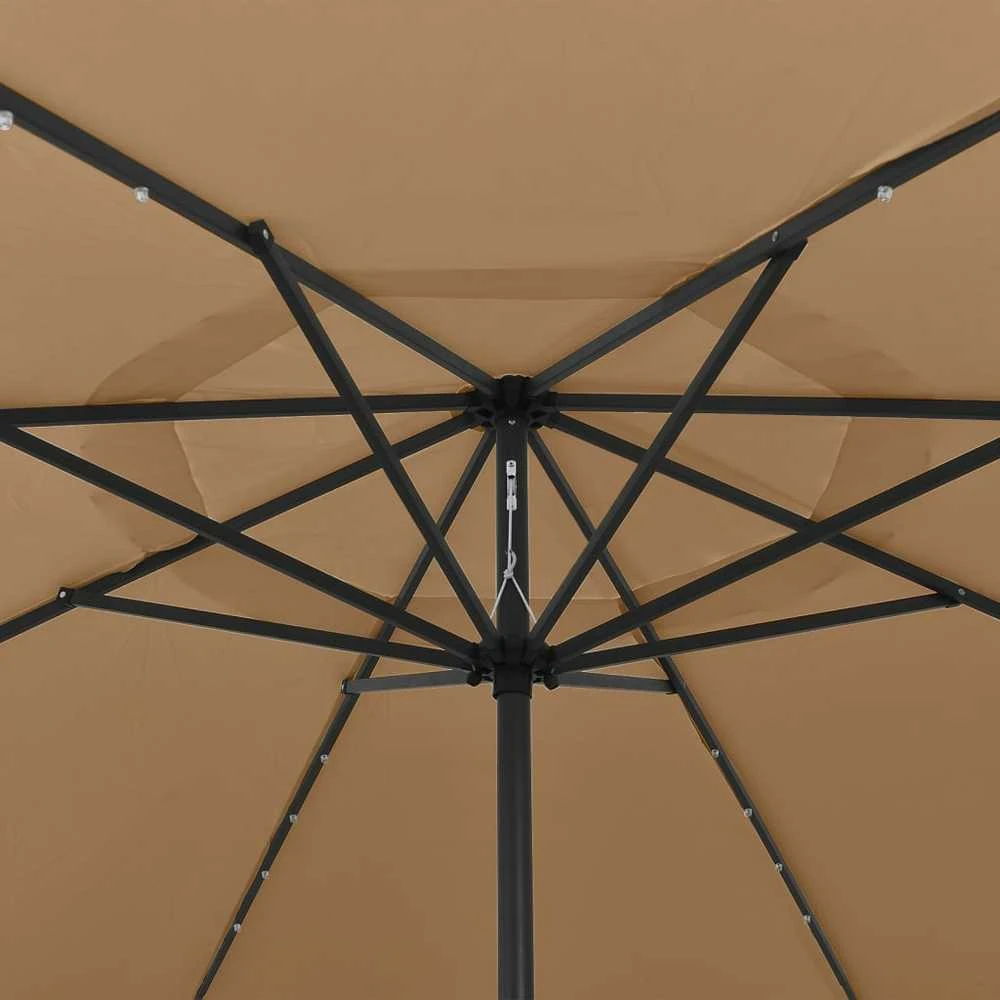 Sodo skėtis nuo saulės su LED lemputėmis, taupe, 400cm