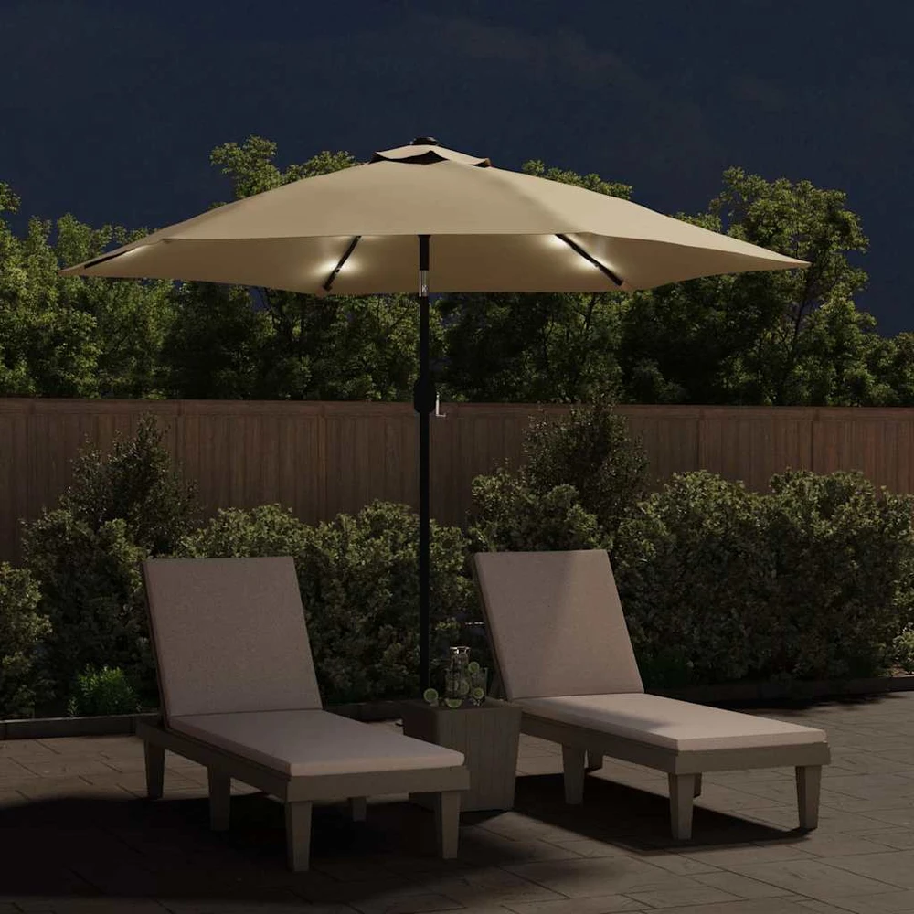Lauko skėtis su LED ir plieniniu stulpu, taupe, 300cm