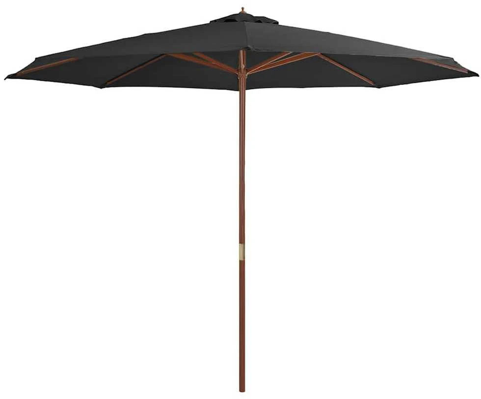 Lauko skėtis su mediniu stulpu, antracito spalvos, 350cm