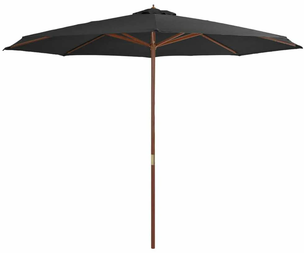 Lauko skėtis su mediniu stulpu, antracito spalvos, 350cm