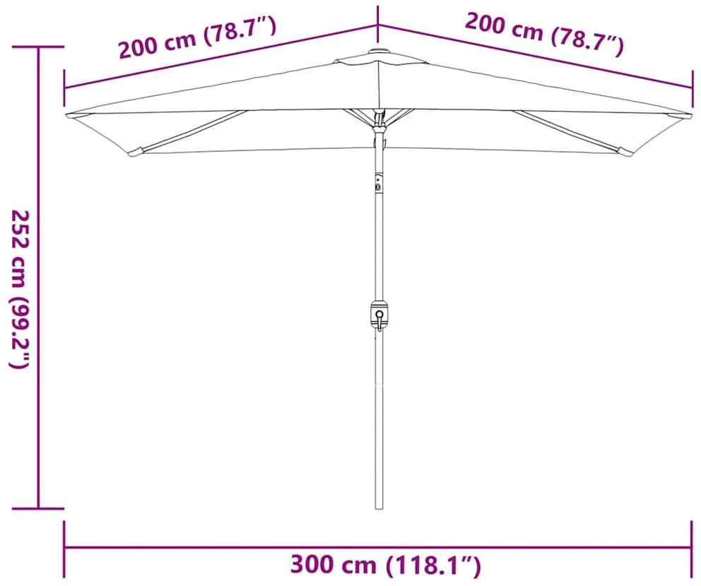Lauko skėtis su metaliniu stulpu, antracito, 300x200cm