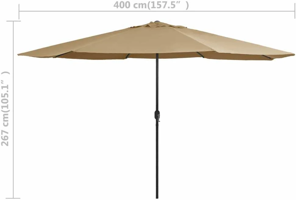 Sodo skėtis nuo saulės su metaliniu stulpu, taupe, 390cm