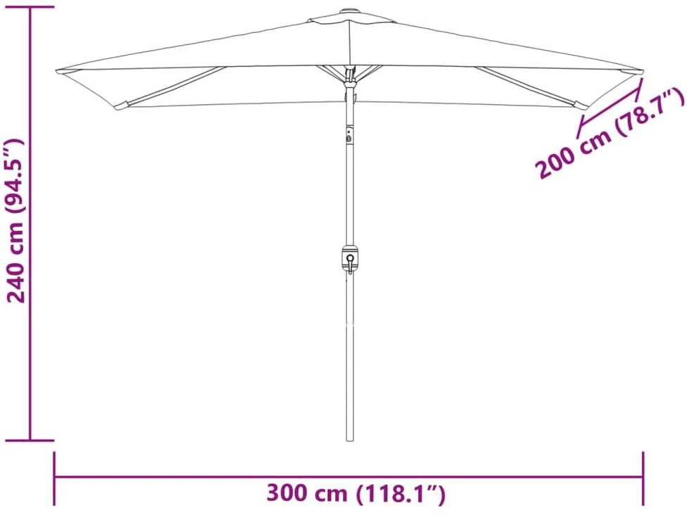 Lauko skėtis su metaliniu stulpu, terakota, 300x200cm