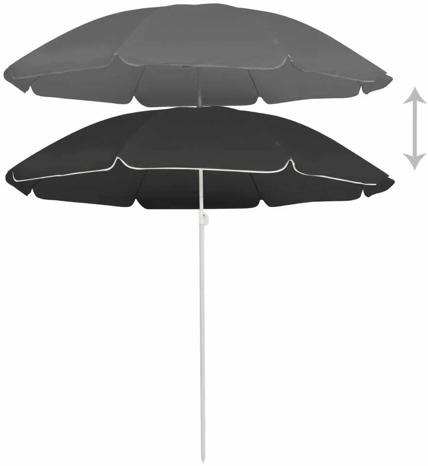 Sodo skėtis nuo saulės su plieniniu stulpu, antracito, 180cm