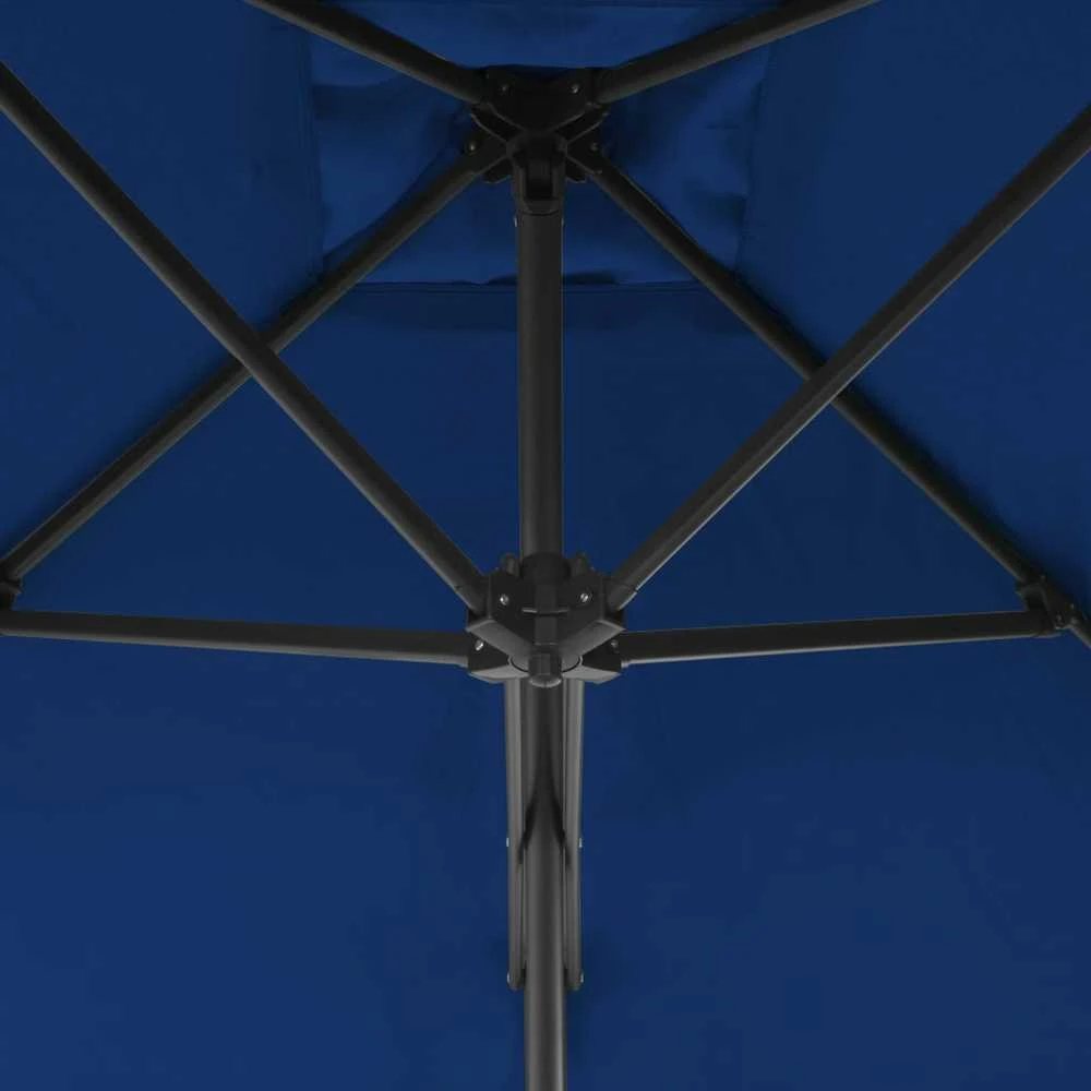 Sodo skėtis su plieniniu stulpu, mėlynos spalvos, 300x230cm