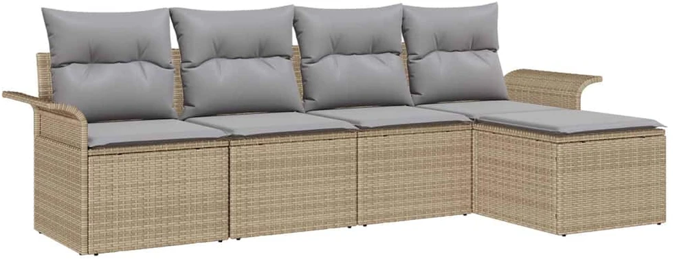Lauko sofa 5 vnt. Smėlio poliratanas