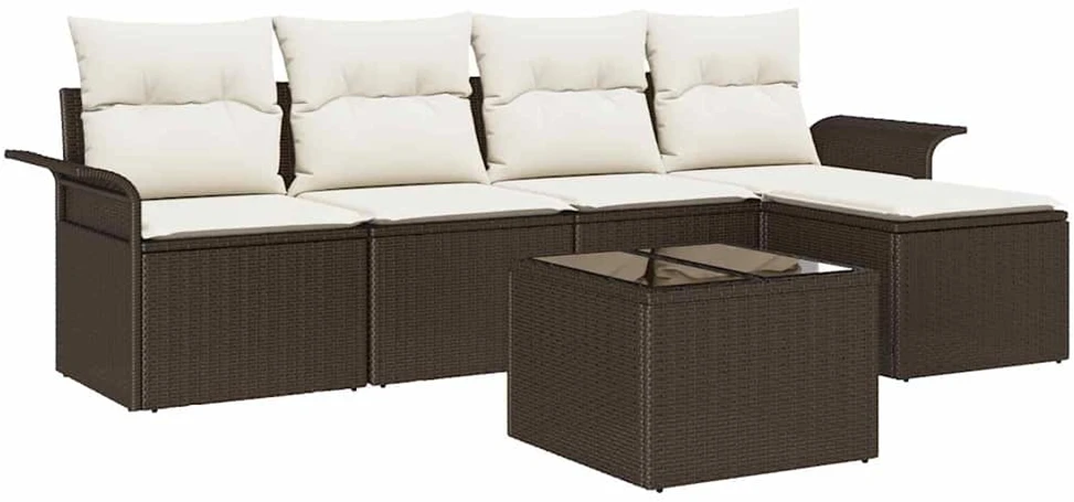 Lauko sofa 6 vnt. Ruda poliratanas