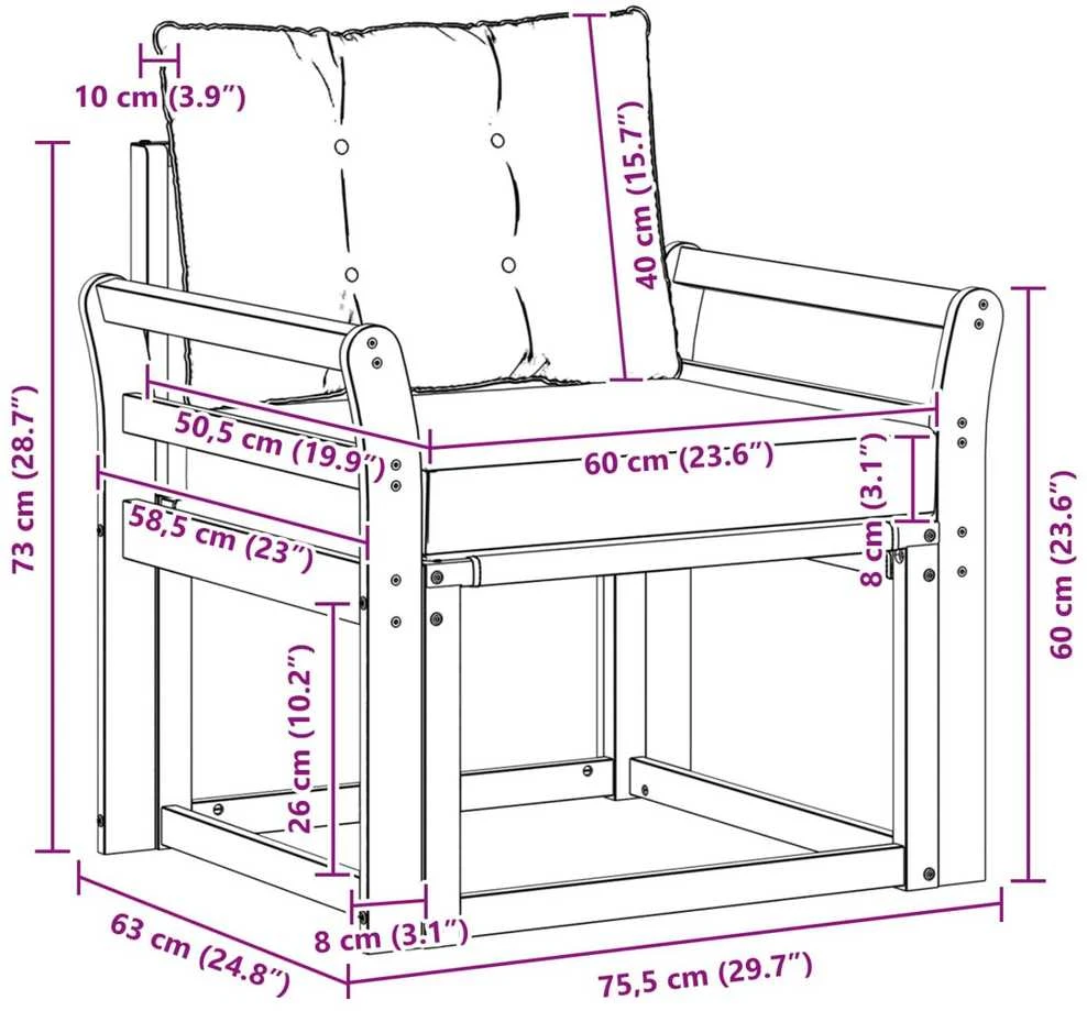 Lauko sofa Kietasis akacijos medis ir Textilene Balta