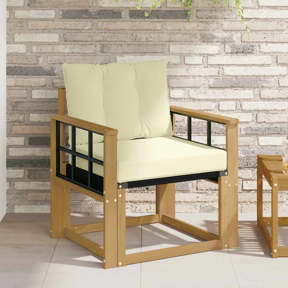 Lauko sofa Kietasis akacijos medis ir Textilene Balta