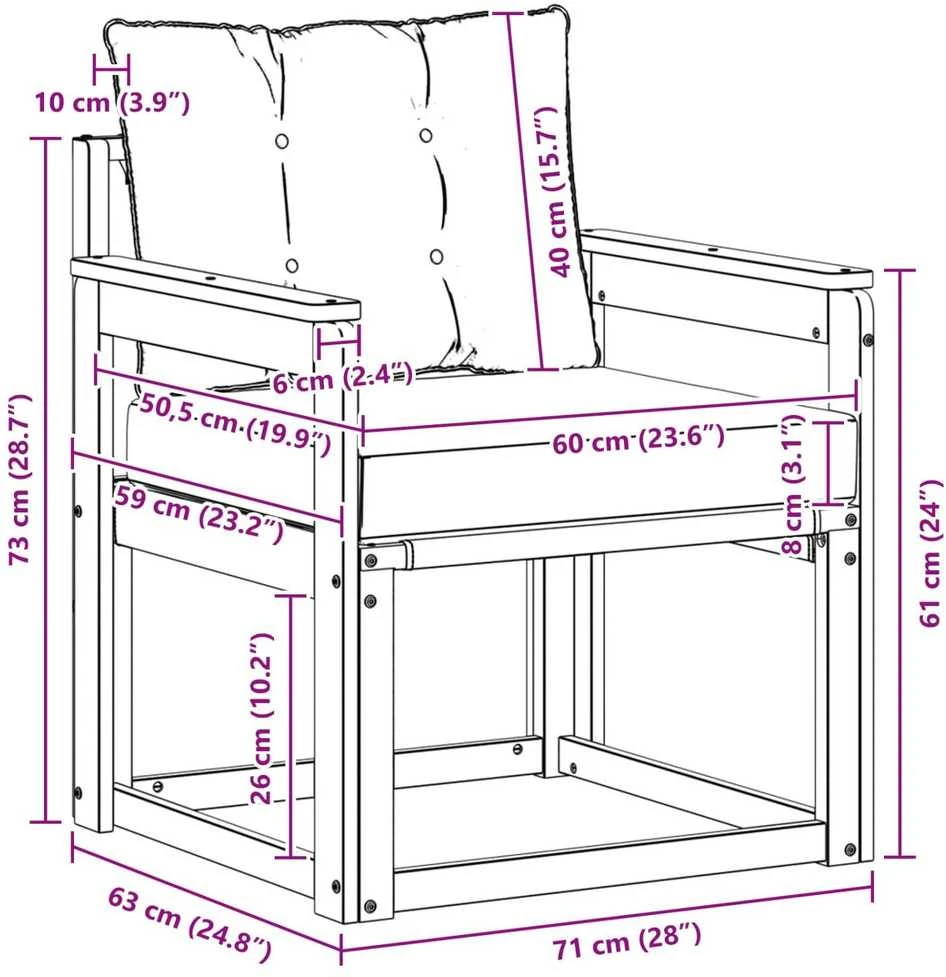 Lauko sofa Kietasis akacijos medis ir Textilene Balta