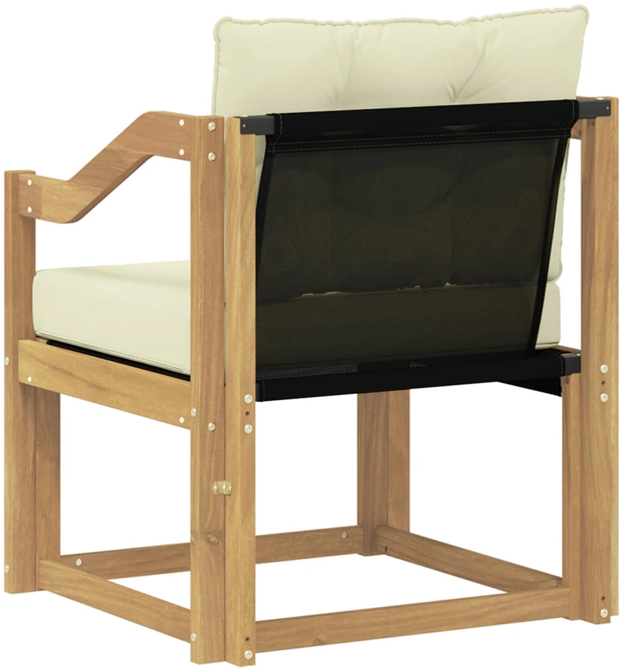 Lauko sofa Kietos akacijos mediena Balta ir kreminė
