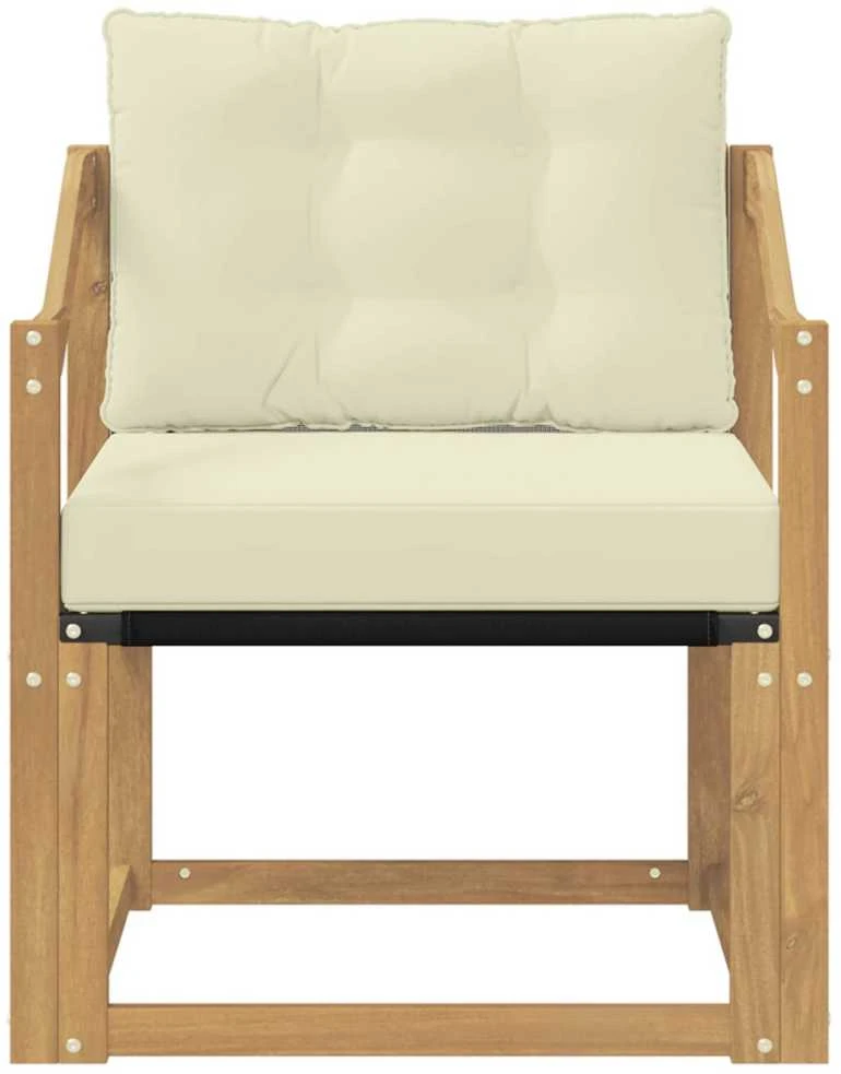Lauko sofa Kietos akacijos mediena Balta ir kreminė