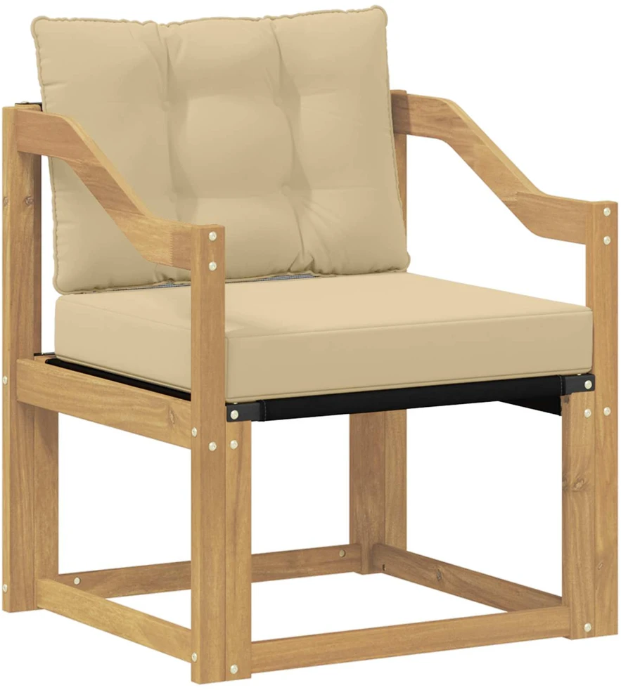 Lauko sofa Kietos akacijos mediena Balta ir smėlio