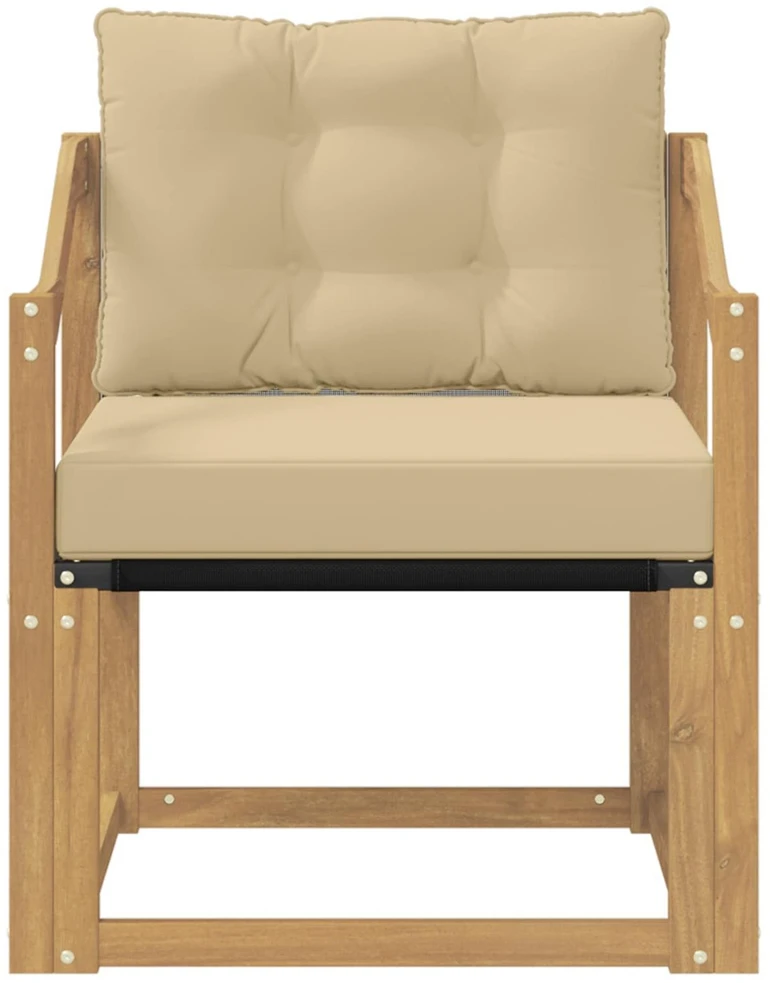 Lauko sofa Kietos akacijos mediena Balta ir smėlio