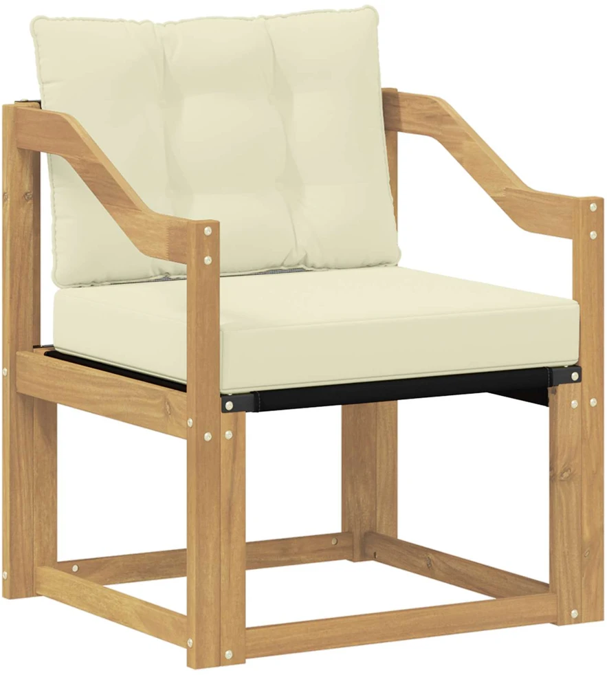 Lauko sofa Kietos akacijos mediena Balta ir kreminė