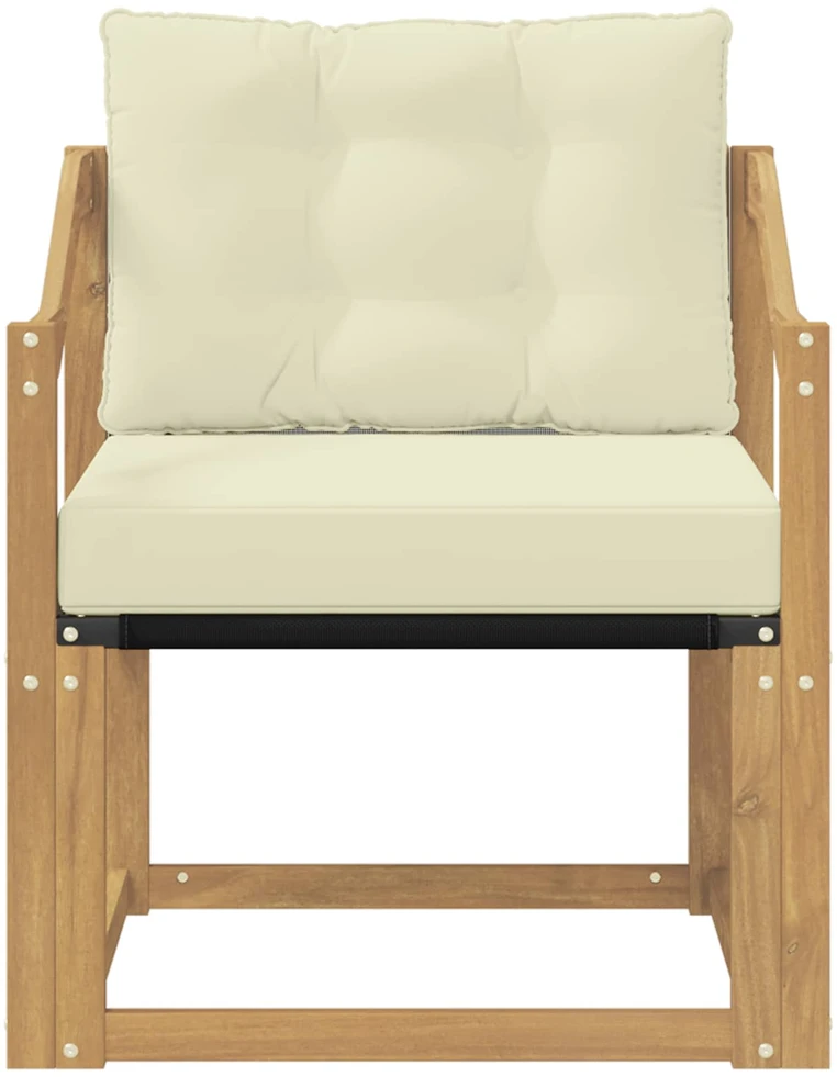 Lauko sofa Kietos akacijos mediena Balta ir kreminė